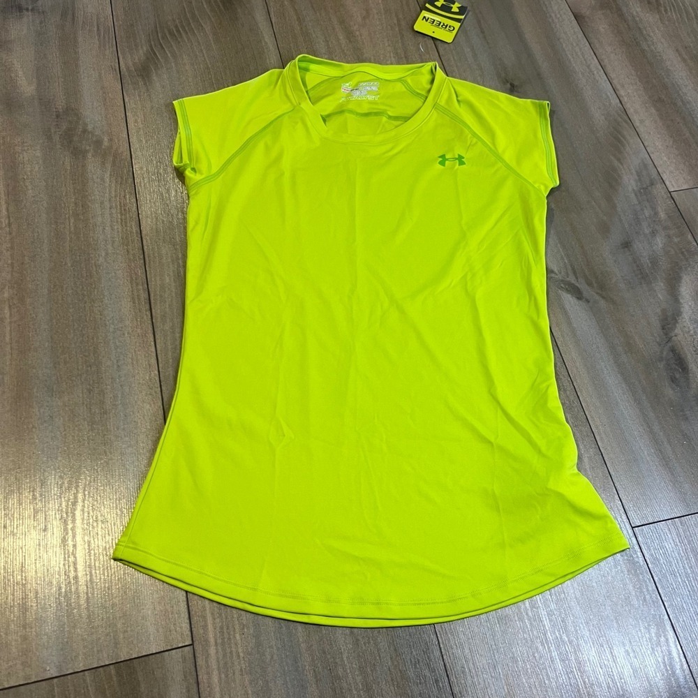 Under Armour HeatGear Catalyst Green Activewear T-Shirt Women XS Bin B-21